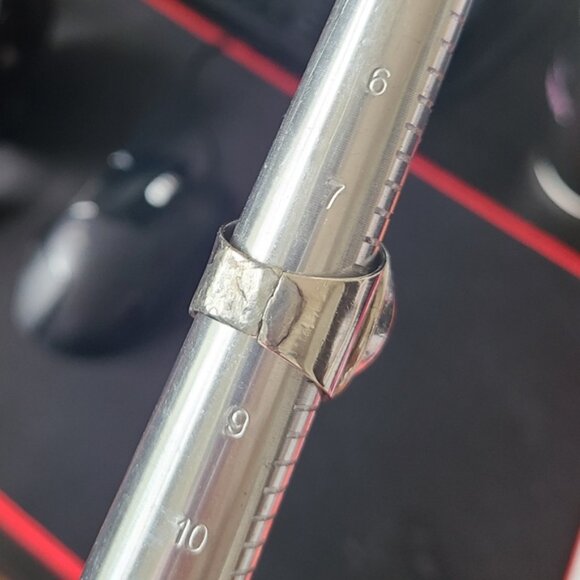 Vintage Boho Sterling Silver Chunky Western Turquoise Large Cabochon Ring 8 - Picture 9 of 11